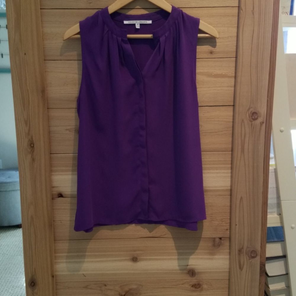 Purple sleeveless blouse